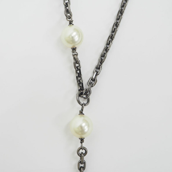 CHANEL pearl Y-shaped necklace 05P black pendant ladies - Picture 4 of 9